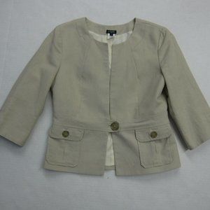 J Crew Linen Blend Blazer Jacket Single Button Tan